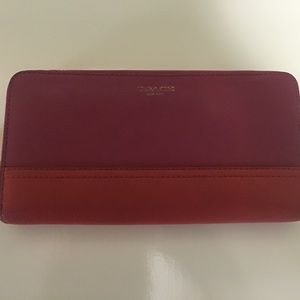 COACH WALLET accordion zip red pink